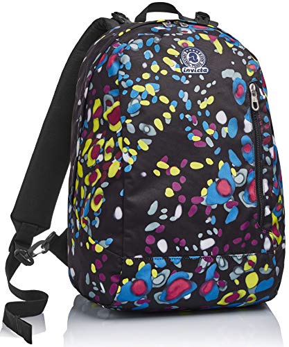 RUCKSACK INVICTA BLACK FANTASY, aus nachhaltigem Stoff, Geräumige Schultasche für Teenager, Mädchen & Jungen, 2 wechselbare Muster, für Schule, Sport&Freizeit, Doubleface; mehrfarbig von Invicta