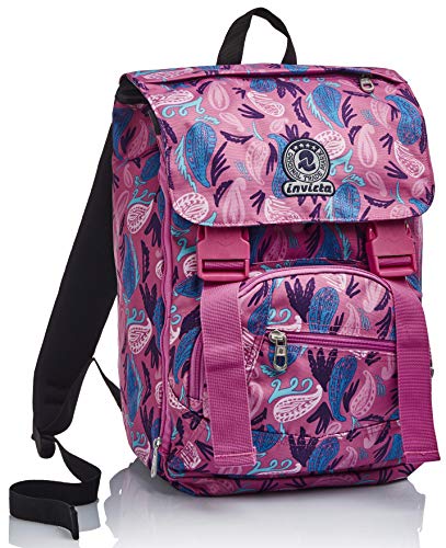 Invicta Rucksack Backpack für Schule, Uni & Freizeit, Erweiterbarer Schulranzen, Geräumige Schultasche für Teenager, Mädchen und Jungen, Extra Platz, pink, PAISLEY von Invicta