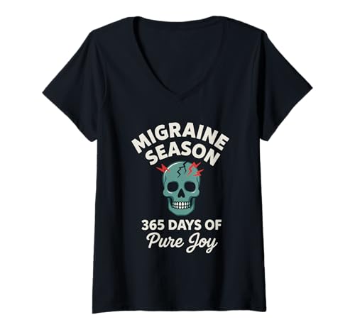 Damen Migräne Survivor Chronische Schmerzen Krieger Spoonie Life T-Shirt mit V-Ausschnitt von Invisible Illness Humor Pain Warrior migraine Gift
