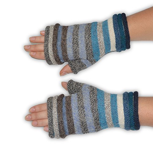Invisible World Damen 100% Alpaka fingerlose Handschuhe – ideale Halbfinger Winter Strickhandschuhe – Blau Invisible World Damen 100% Alpaka fingerlose Handschuhe – ideale Halbfinger Winter Strickhandschuhe – Blau von Invisible World