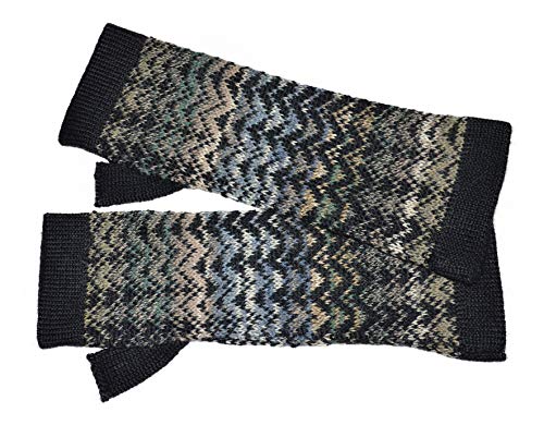 Invisible World Damen 100% Alpaka fingerlose Handschuhe – ideale Halbfinger Winter Strickhandschuhe – Noelle Blau von Invisible World