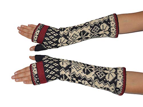 Invisible World Damen 100% Alpaka fingerlose Handschuhe – ideale Halbfinger Winter Strickhandschuhe – Verbier M von Invisible World