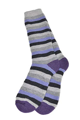 Invisible World Damen Alpaka Mischung Gepolsterte Stiefelsocken Streifen Lavendel von Invisible World