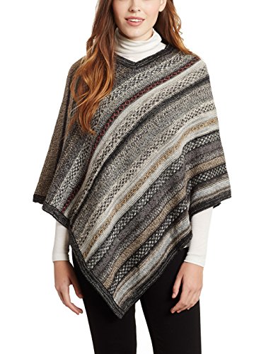 Invisible World Damen Alpaka Poncho – Ruana Cape aus 100% Alpaka Wolle mit V Ausschnitt – Carmen Erde von Invisible World