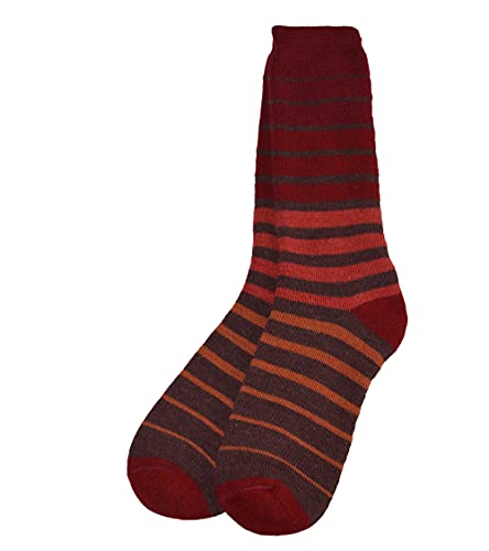 Invisible World Damen Luxus Alpaka Wolle Mischung Gepolsterte Stiefelsocken Gradientenstreifen -Cranberry von Invisible World
