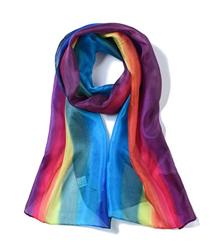 Invisible World – Damen Seidentuch handbemalt – langes Halstuch Kopftuch und Haartuch – Regenbogen von Invisible World