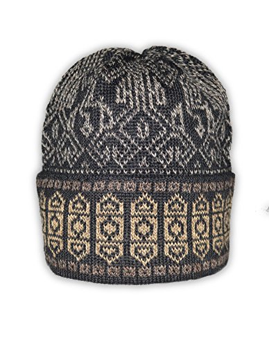 Invisible World Damen und Herren 100% Alpaka Wintermütze - Handgestrickte und warme Winter Beanie Mütze - Graffiti - Größe L von Invisible World