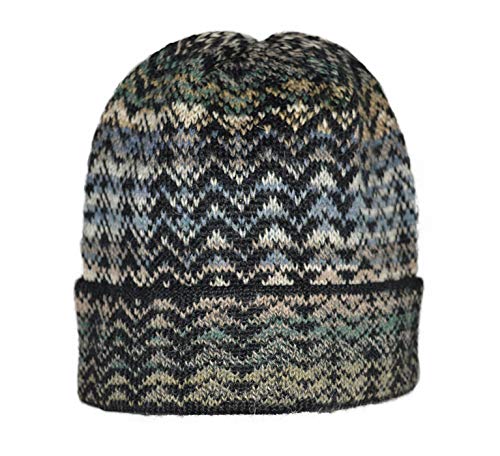 Invisible World Damen und Herren 100% Alpaka Wintermütze - Handgestrickte und warme Winter Beanie Mütze - Noelle Blau - Größe L von Invisible World