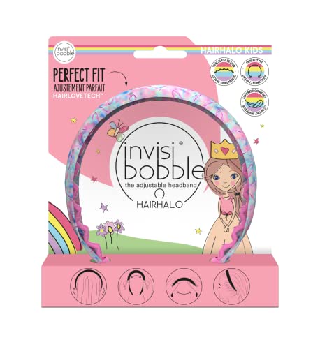 Invisibobble Kids Hairhalo Haarreif Rosa I 1x verstellbarer bunter Haarreifen Mädchen, weich, haarschonend und bequem I das Original designed im Herzen Münchens von invisibobble