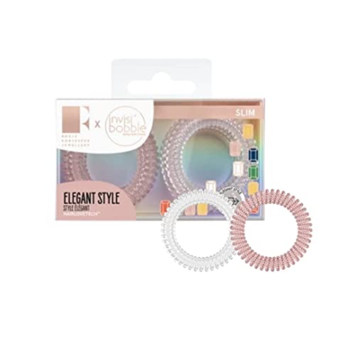 Invisibobble Slim Haargummi "Pink Glasses" I 8x Dünne Haargummis Rosé schimmernd für Mädchen & Damen I eleganter Look & starker Halt I Limited Collection Rosie Fortescue von invisibobble