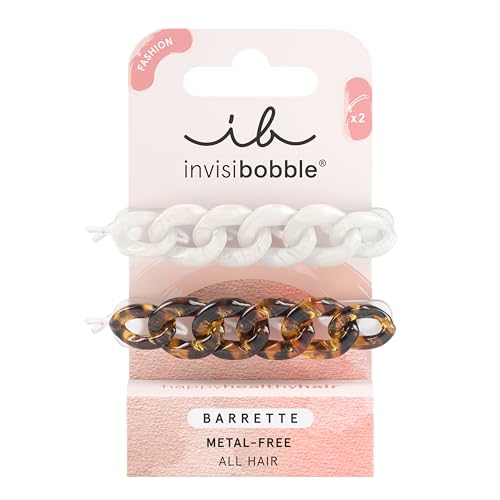 invisibobble BARRETTE 2x Haarspange, rutschfest Haarspange braun & weiß, stylisch Haarspange Damen, designed im Herzen Münchens von Invisibobble