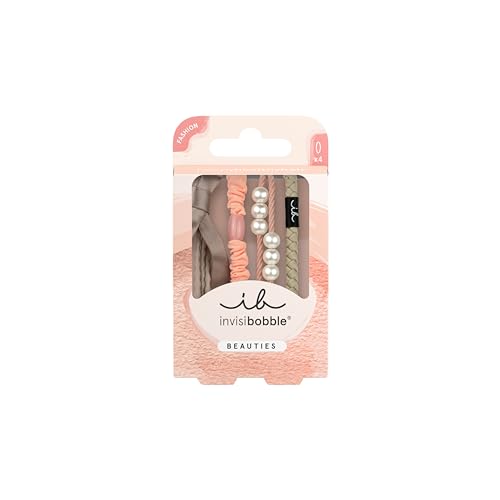 invisibobble BEAUTIES Powdery Pearl (4 Stück) – Geflochtene Spiral Haargummis in Rosa & Pastell – Spiral Haargummi Damen & Mini – Stylisch im Haar & als Armband – Sanft, verspielt & vielseitig tragbar von invisibobble