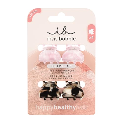 invisibobble CLIPSTAR 4x Haarklammer Klein, Rosa & Braun Leopard Haarspangen Mädchen, Rutschfeste Hair Clips, designed im Herzen Münchens von Invisibobble