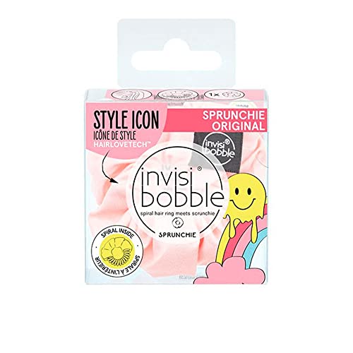 invisibobble Haargummi Retro Dreamin' Scrunchie Pastell I 1x Stoff Haargummi Rosa für Mädchen & Damen I Scrunchies Rosa I designed im Herzen Münchens von invisibobble
