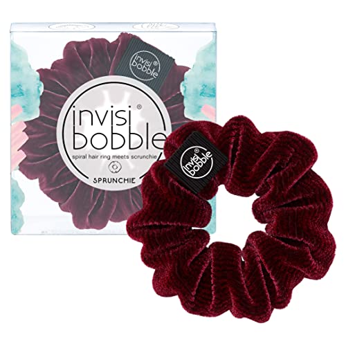 invisibobble Haargummi Rot Scrunchie Red Wine, Haargummis starker Halt für Mädchen & Damen, Scrunchies Samt Rot, designed im Herzen Münchens von Invisibobble