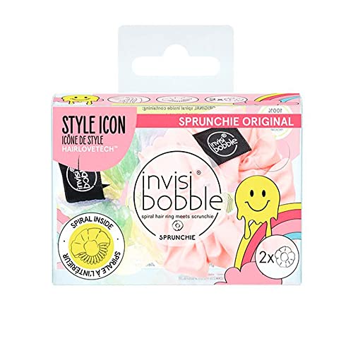 Invisibobble Haargummi Set Retro Dreamin' Scrunchie Pastell I 2x Haargummis Rosa und Bunt für Mädchen & Damen I Scrunchies Rosa I designed im Herzen Münchens von invisibobble