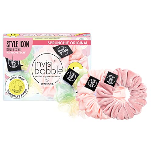 invisibobble Haargummi Set Retro Dreamin' Scrunchie Pastell I 3x Haargummis Rosa und Bunt für Mädchen & Damen I Scrunchies Rosa I designed im Herzen Münchens von invisibobble