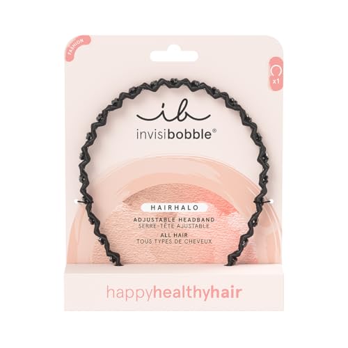 invisibobble Hairhalo Haarreif True Dark Sparkle, 1x verstellbarer Haarreifen Mädchen & Damen, weich, haarschonend und bequem, das Original designed im Herzen Münchens, Farbe: Schwarz Steinchen von invisibobble