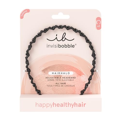 invisibobble Hairhalo Haarreif True Dark Sparkle, 1x verstellbarer Haarreifen Mädchen & Damen, weich, haarschonend und bequem, das Original designed im Herzen Münchens, Farbe: Schwarz Steinchen von Invisibobble