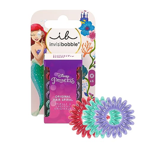 invisibobble KIDS Disney Ariel , Rot, Grün & Violett – Spiral Haargummi, Zopfgummi Mädchen – Haargummi ohne Ziepen für Stylischen Halt, 1 stück (6er Pack) von Invisibobble