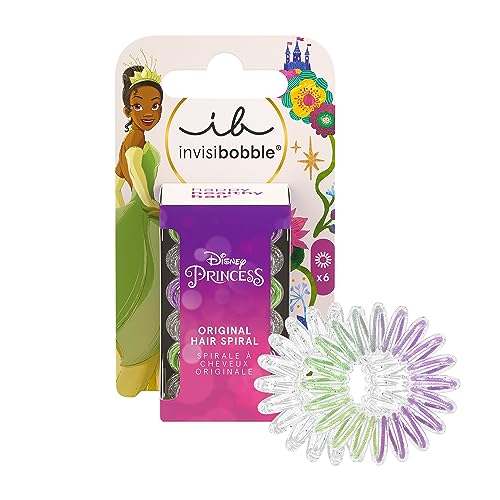 invisibobble KIDS Disney Tiana Mehrfarbig – 6er Set Spiral Haargummi, Haargummis Mädchen, Zopfgummi ohne Ziepen – Perfekter Halt & Komfort für Kinder von Invisibobble