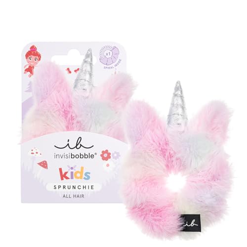 invisibobble Kids Scrunchie Unicorn, Bunter Einhorn & Süßigkeiten-Design, Plüsch Haargummi, Sanft & Starker Halt für Mädchen, 1 Stück von Invisibobble