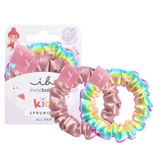 invisibobble Kids Too good to be blue, Bunter Scrunchie & Spiralhaargummi für Kinder, Maximaler Halt, Sanft zum Haar, Mädchen Haargummi, 2 Stück von invisibobble