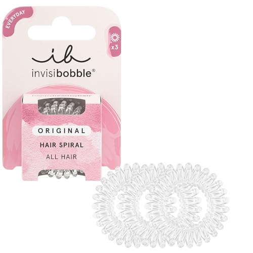 invisibobble Original Crystal Clear Haargummi durchsichtig - Ohne Abdrücke, hoher, starker Halt für Damen, Herren & Mädchen, wasserabweisend & ideal für Hochsteckfrisuren, 3 Stück von invisibobble