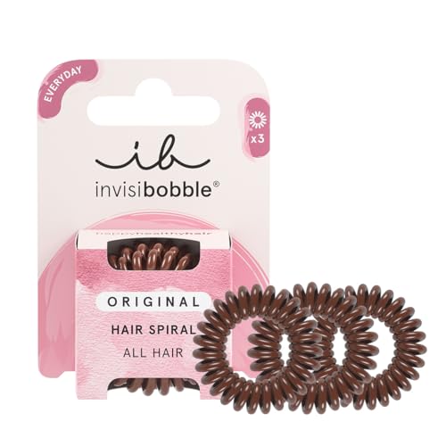 invisibobble Original Haargummi Pretzel Brown I 3x Spirale Haargummis braun für Mädchen, Damen & Herren I designed im Herzen Münchens von invisibobble