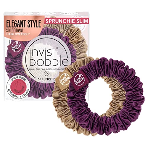 invisibobble Scrunchie Slim Lila Gold I 2x Plisee-Stoff Haargummis für Mädchen & Damen I starker Halt & haarschonend I Scrunchie Haargummi designed im Herzen Münchens von Invisibobble