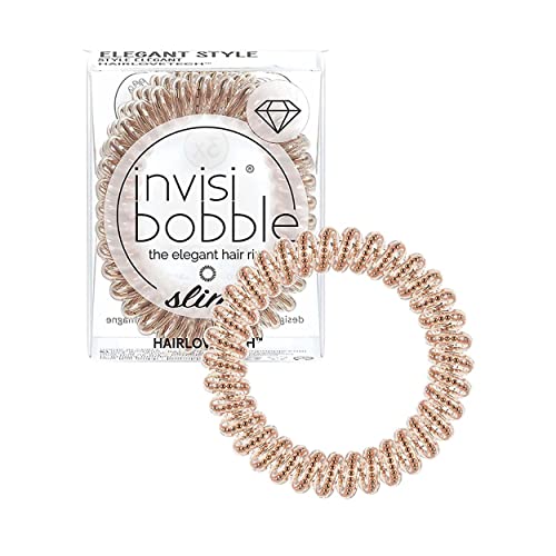 invisibobble Slim Haargummi Bronze I 3x Dünne Haargummis Bronze für Mädchen & Damen I eleganter Look & starker Halt I designed im Herzen Münchens von invisibobble