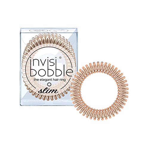 invisibobble Slim Haargummi Bronze Me Pretty I 3x Dünne Haargummis bronze für Mädchen & Damen I eleganter Look & starker Halt I designed im Herzen Münchens von Invisibobble