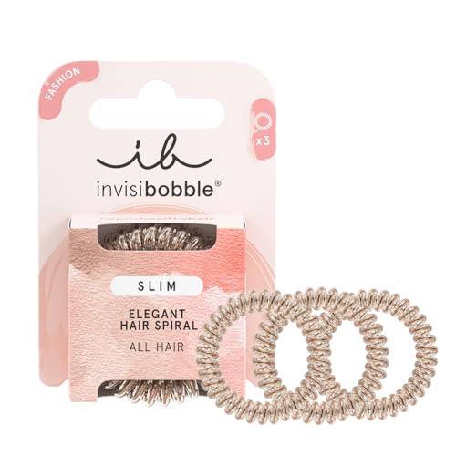 invisibobble Slim Haargummi Bronze Me Pretty I 3x Dünne Haargummis bronze für Mädchen & Damen I eleganter Look & starker Halt I designed im Herzen Münchens, 1 stück (3er Pack) von Invisibobble