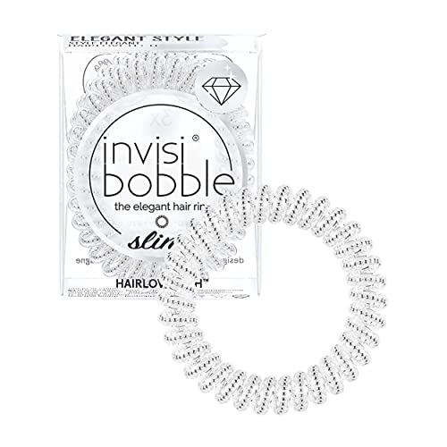 invisibobble Slim Haargummi Chrome I 3x Dünne Haargummis Silber Metallic für Mädchen & Damen I eleganter Look & starker Halt I designed im Herzen Münchens von Invisibobble