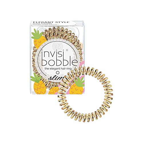 invisibobble Slim Haargummi Fruit Fiesta #GNTM I 3x Dünne Haargummis im Warmen Goldton für Mädchen, Damen I designed im Herzen Münchens von Invisibobble