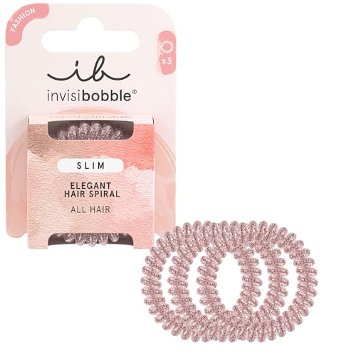 invisibobble Slim Pink Monocle - Dünne Haargummis pink für Damen & Mädchen, ohne Abdrücke, hoher Komfort, wasserabweisend, ideal für feines Haar & Hochsteckfrisuren, 3 Stück von Invisibobble