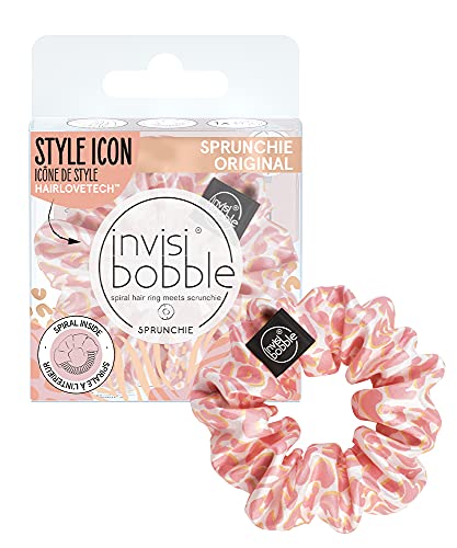 invisibobble Sprunchie "Dressed Like a Cheetah" Scrunchie I 1x Haargummi Satin Pink Leo Mädchen & Damen I starker Halt Stoff Haargummi I Limited Collection Urban Safari von Invisibobble