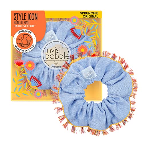 invisibobble Sprunchie "Hola Lola" Scrunchie I Haargummi Denim Mädchen & Damen I Stoff Haargummi starker Halt I Limited Collection Flores & Bloom von invisibobble