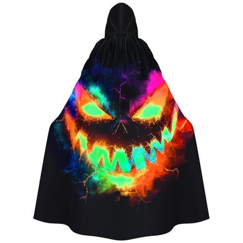 Invoibler Schwarzer Kapuzenmantel für Herren und Damen, Halloween, Cosplay-Kostüme für Erwachsene, Umhang, Cosplay-Kostüm, Böses Kürbisgesicht, 57.8" Invoibler Schwarzer Kapuzenmantel für Herren und Damen, Halloween, Cosplay-Kostüme für Erwachsene, Umhang, Cosplay-Kostüm, Böses Kürbisgesicht, 57.8" von Invoibler
