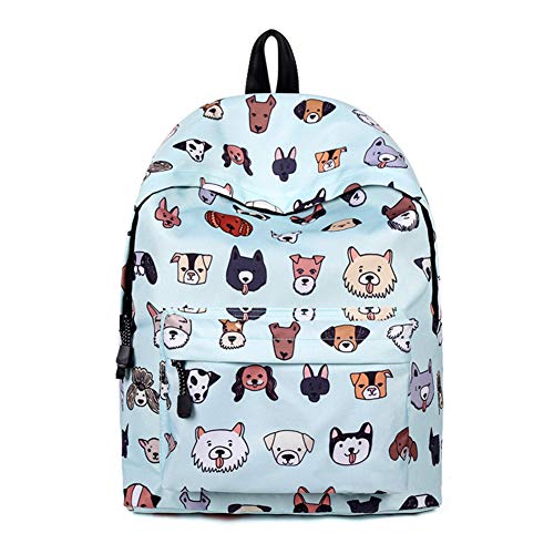 Inwagui Rucksack Mädchen Jungen Schulrucksack Süße Hunde Drucken Kinderrucksack Studenten Freizeitrucksack Damen Reise Daypacks - Blau von Inwagui