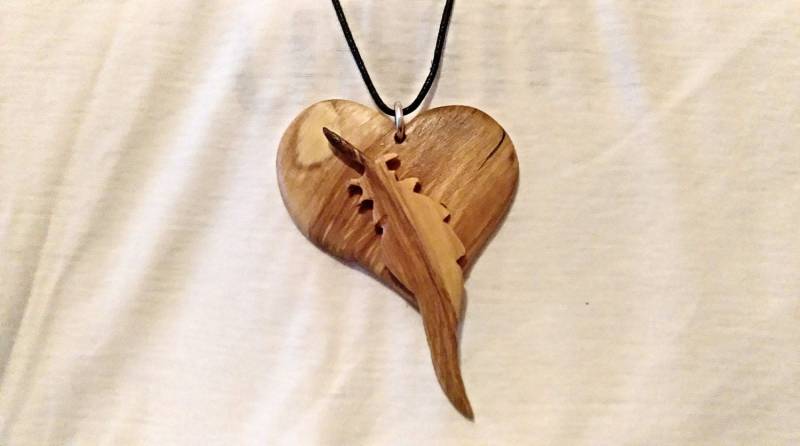 Herz Halskette, Feder Holz Anhänger, Feder, Herz, Liebe Geschenk Herz Halskette, Feder Holz Anhänger, Feder, Herz, Liebe Geschenk von Inwardtouch