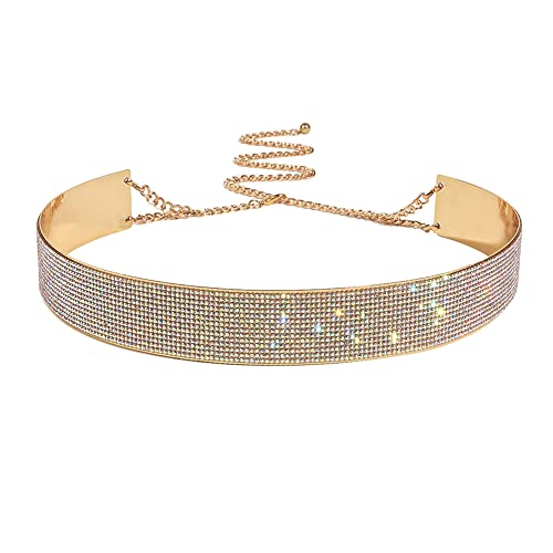 Inzegao Damen-Strass-Metallgürtel, glänzender Kristallgürtel, glitzernde Diamant-Gürtel für Kleid, Gold, fit waist size 30.7"-37.4" von Inzegao