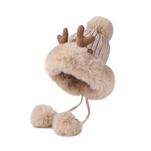 Inzegao Damen Winter Warm Kunstfell Strickmütze mit Pom Pom Fleece Russische Mütze, D169-beige, Einheitsgröße von Inzegao