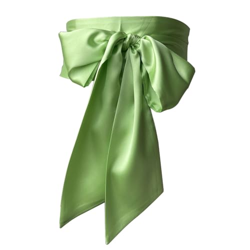Inzegao Langer Satin-Gürtel für Damen, breit, zum Selbstbinden, für Hochzeit, Brautjungfer, Tanzparty, Hellgrün, Einheitsgröße von Inzegao