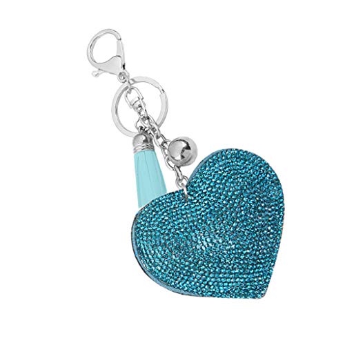 Bling Strass Herzform Schlüsselanhänger Glitzer Kristall Herz Quaste Schlüsselanhänger Schlüsselanhänger für Frauen Mädchen - Blau, blau, One size von Inzopo