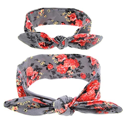 Boho Haarband mit Knoten, für Mutter und Baby, Grau von Inzopo