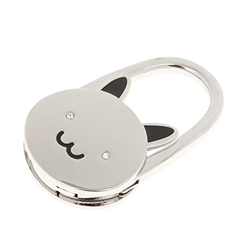 Inzopo Tischtasche Haken Halter Katze Kopf Muster - Silberfarben - Zinklegierung - Bis zu 5 kg belastbar von Inzopo