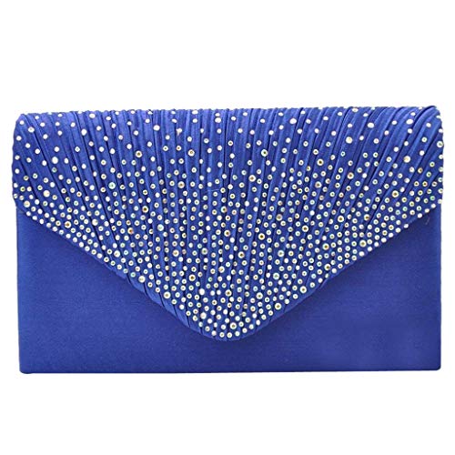 Umschlag Clutch, Damen Satin, Umschlag Abend-Clutches Hochzeit und Party Handtaschen, Clutches Handtasche Crossbody Bag Glitter Diamante Umschlag Geldbörse Bälle Abendparty Taschen, königsblau (Blau) von Inzopo