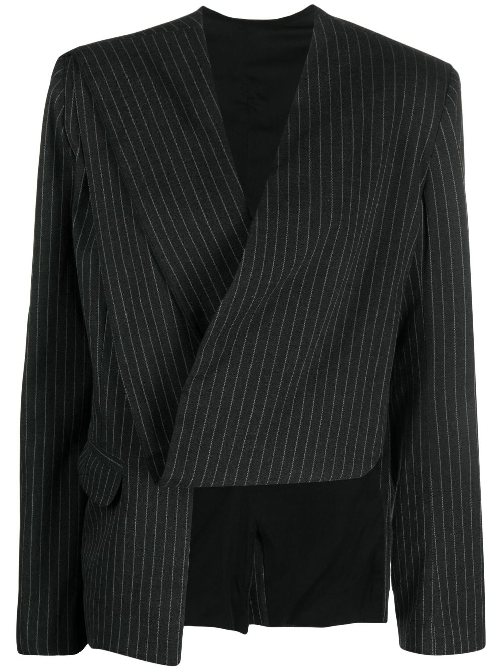 Ioana Ciolacu Asymmetrischer Blazer mit Nadelstreifen - Schwarz von Ioana Ciolacu