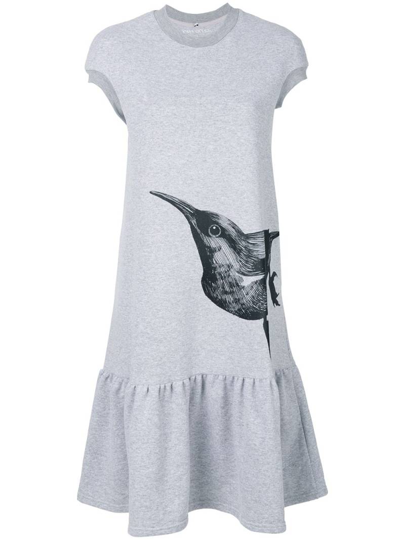 Ioana Ciolacu T-Shirtkleid mit Vogelmotiv - Grau von Ioana Ciolacu